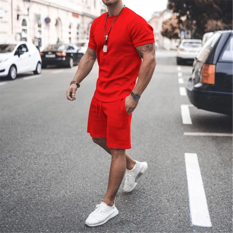 Men's Casual Sports Suit Quick Drying Short Sleeved T-shirt Loose Shorts Street Trend Two-piece Set Multi-color - Ellianto fashion Men's