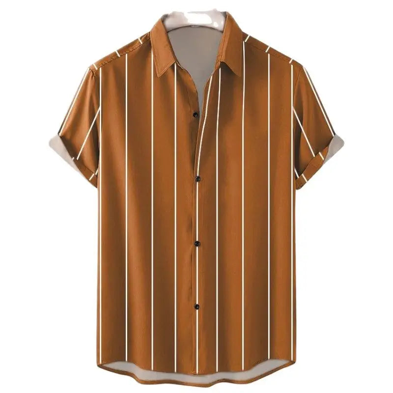 Men's Hawaiian Short Sleeve Shirt Elegant Summer Stripes Print Fashion Casual Social Oversized Y2k Harajuku Luxury Clothing Hot - Ellianto fashion Men's