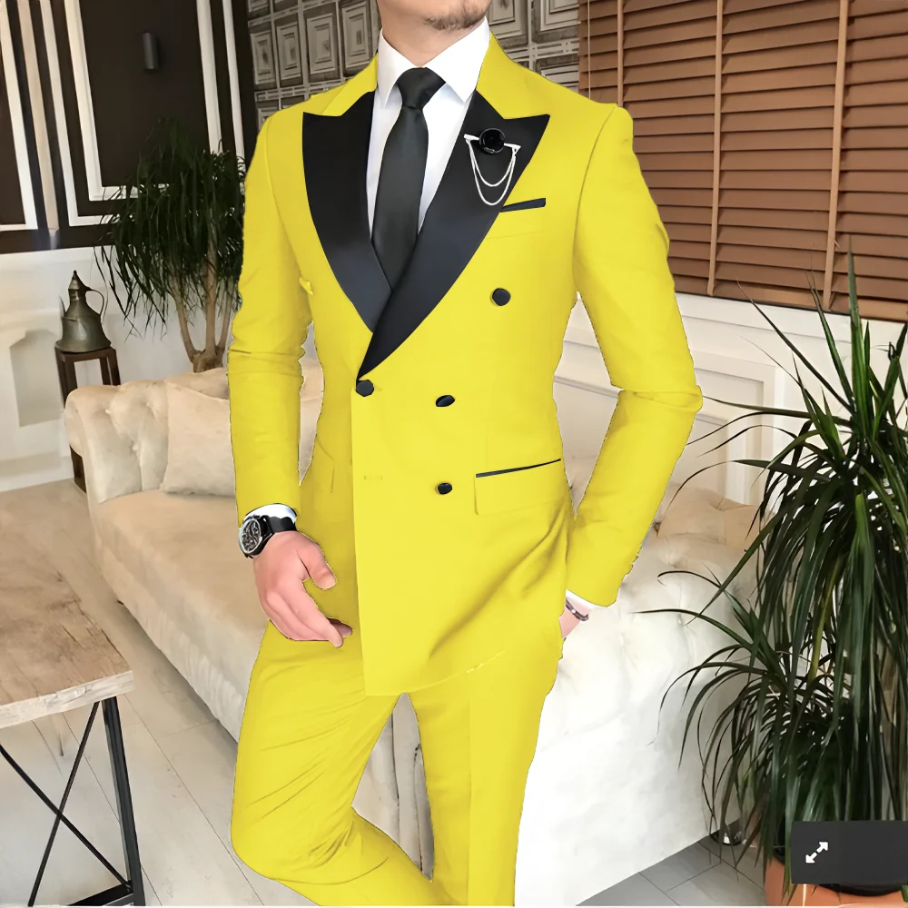 trend 2025 Men's Suit Tailored 2-Piece Clothing Fashion Men's Wedding Groom Suits Best Man Dinner Engagement Tuxedo - Ellianto fashion Men's