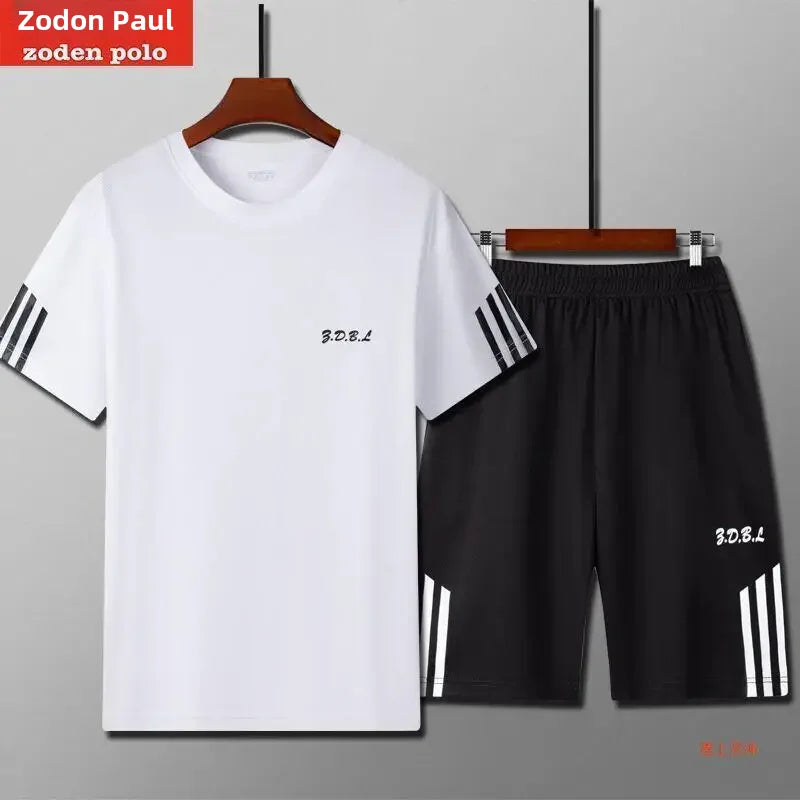 2025 Summer New Men's Round Neck Short Sleeve Casual Loose-fit Quick Dry Breathable Sports Suit - Ellianto fashion Men's