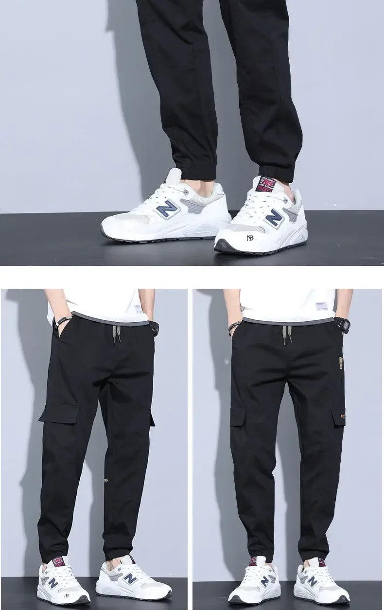 Summer Thin Men's Harajuku Cargo Pants Loose-Fit Sports Trendy Versatile Ankle-Length Casual Trousers - Ellianto fashion Men's