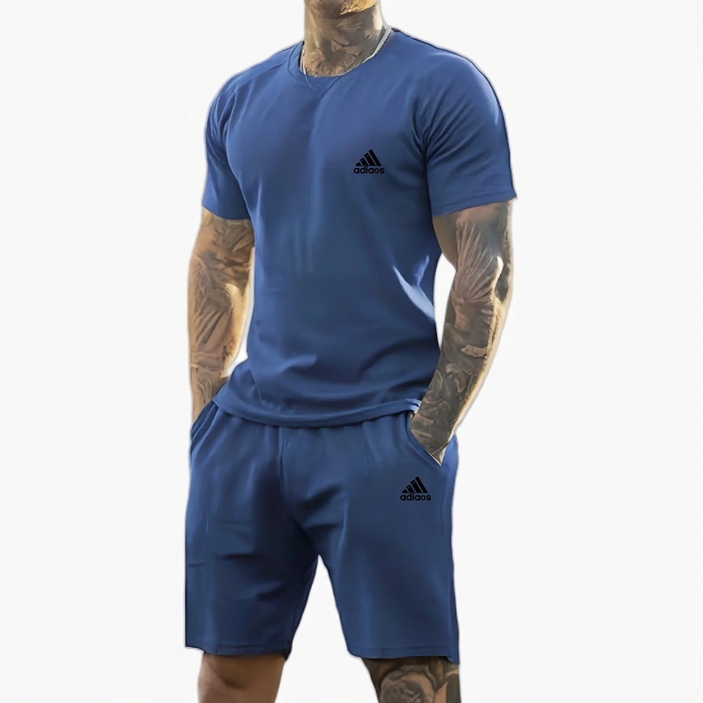 2025 summer new men's printed short-sleeved T-shirt + shorts suit, casual sportswear, breathable outdoor casual men's T-shirt, - Ellianto fashion Men's