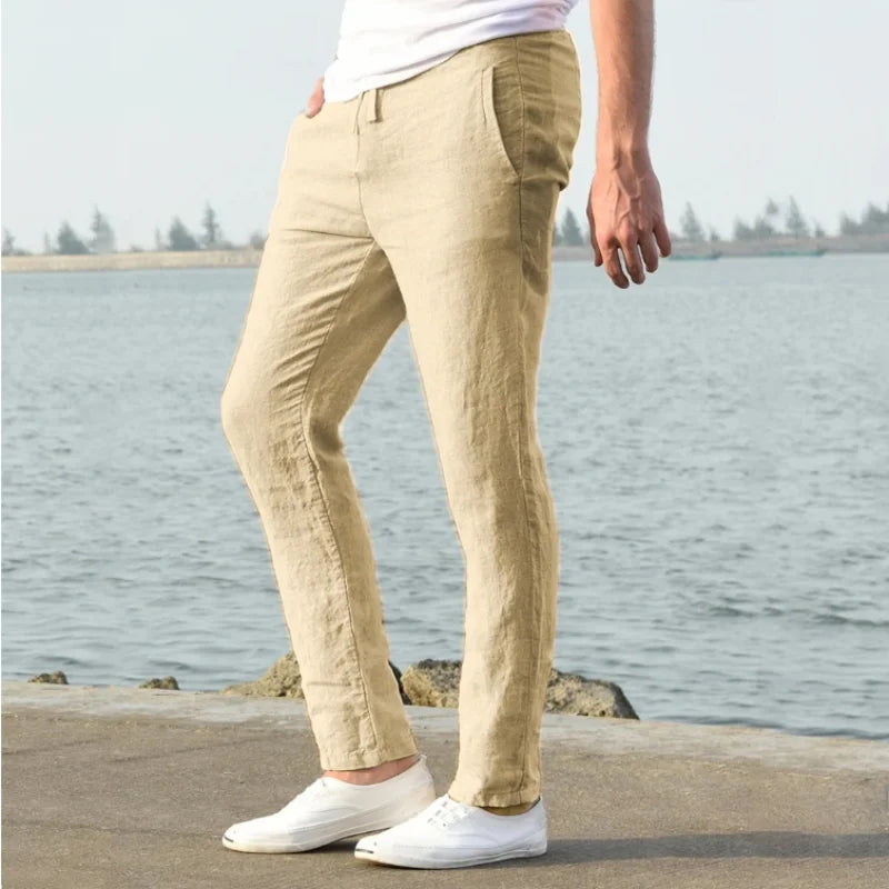 Men's Cotton Linen Pants Joggers Sweatpants Streetwear Breathable Solid Color Linen Trousers Vacation Summer Loose Pants S-5XL - Ellianto fashion Men's