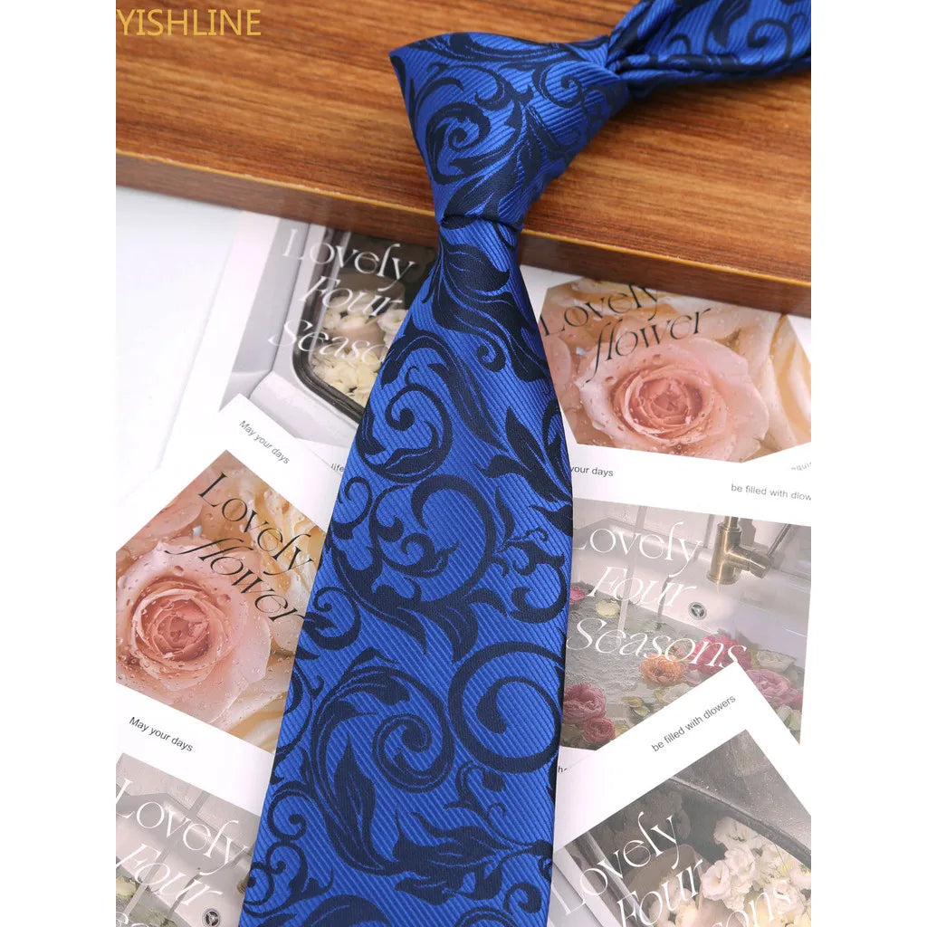 Man Tie Festival Fashion Striped Black Necktie Orange Dark Blue Gravata For Men Slim Paisley Floral Fit Wedding Corbatas Neck - Ellianto fashion Men's