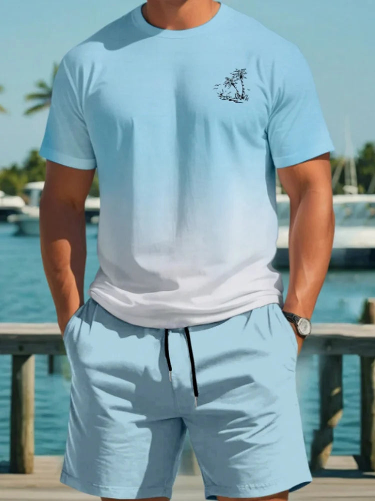 Set Men's Short Sleeve Shorts Set Hawaiian Fashion Suit Summer Casual Outdoor Beach 2pcs Men Clothing Male - Ellianto fashion Men's