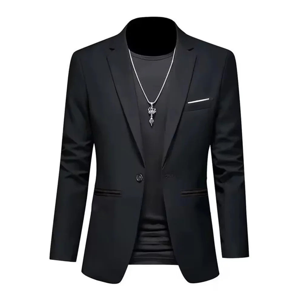 Men's Trendy Leisure Boutique Suit Jacket Autumn Casual Business Slim Fit Non-ironing Single Button Suit Solid Formal Blouse - Ellianto fashion Men's