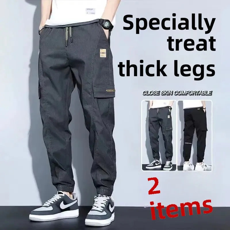 Summer Thin Men's Harajuku Cargo Pants Loose-Fit Sports Trendy Versatile Ankle-Length Casual Trousers - Ellianto fashion Men's
