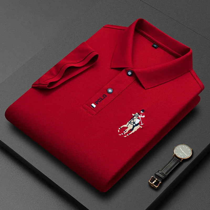 Brand Embroidered Men's Pure Cotton Popsicle Cotton Short Sleeved Polo Shirt Summer New Business Casual Breathable Men's Top 4xl - Ellianto fashion Men's