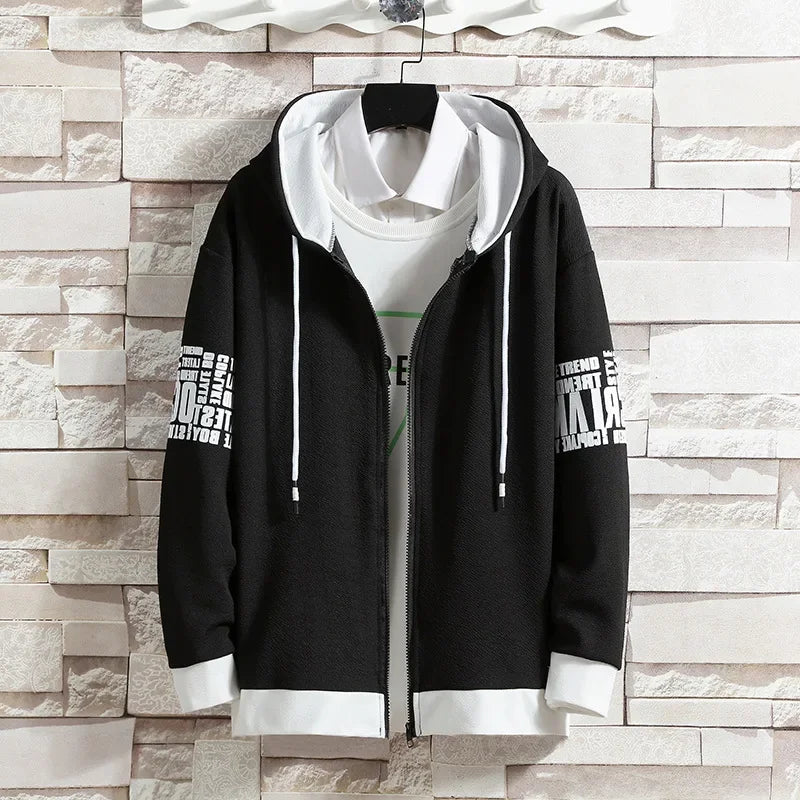 Casual Men's Sport Suit Loose Fit Hooded Cardigan Sweatshirt Pants Set Spring Autumn Season Stylish Outfit - Ellianto fashion Men's