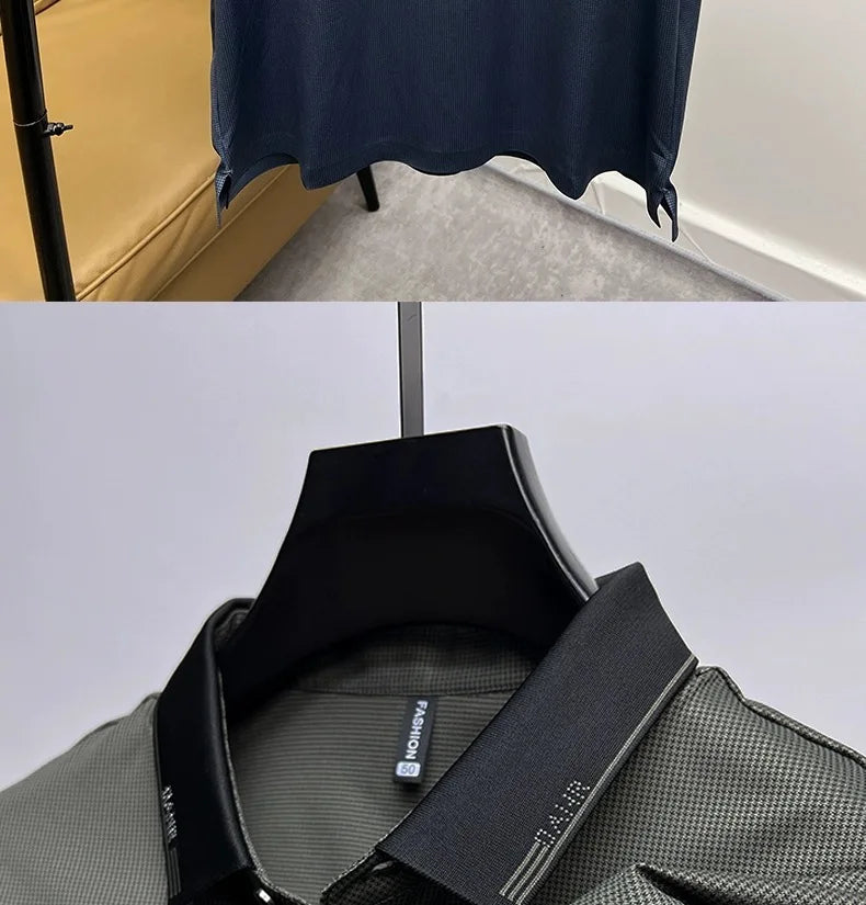 High end brand trend printed short sleeve POLO shirt men's 2025 summer new fashionable lapel casual T-shirt comfortable cool top - Ellianto fashion Men's
