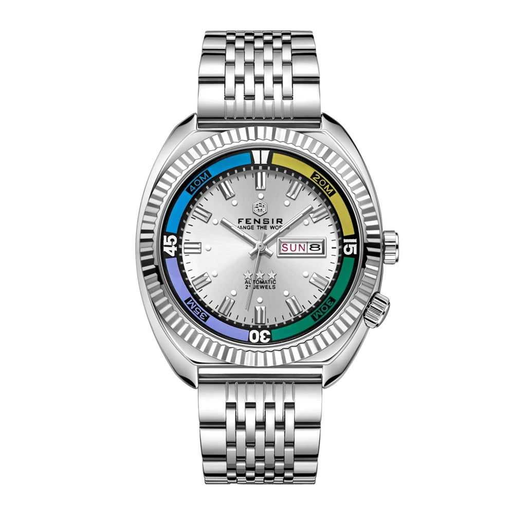 2025 Retro Fake Mechanical Men's Quartz Watch Fashion Sport Butterfly Buckle Steel Belt Week Calendar Large Dial Watches For Man - Ellianto fashion Men's
