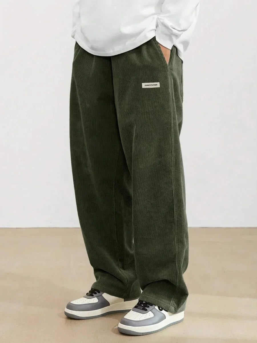 Corduroy pants men clothing Sweatpants Loose-Fit Casual Pants man baggy hosen Regular Length Trousers men cargo pants women - Ellianto fashion Men's