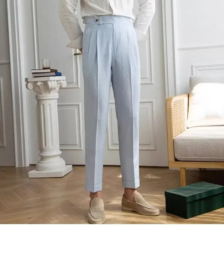 High-quality Harajuku Slim Fit Men's Pants Trendy Brand Draped Suit Casual Trousers Smooths Your Silhouette Small Feet - Ellianto fashion Men's