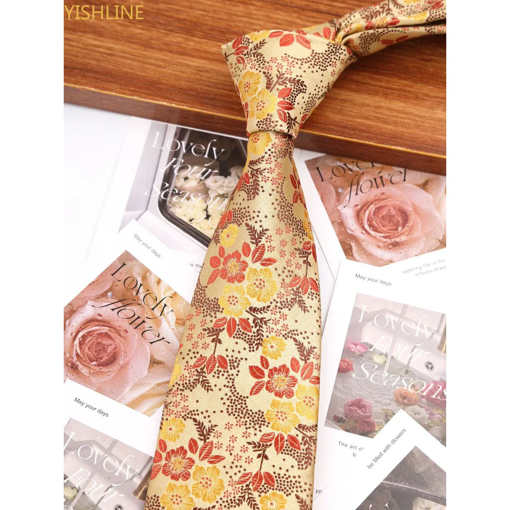 Man Tie Festival Fashion Striped Black Necktie Orange Dark Blue Gravata For Men Slim Paisley Floral Fit Wedding Corbatas Neck - Ellianto fashion Men's