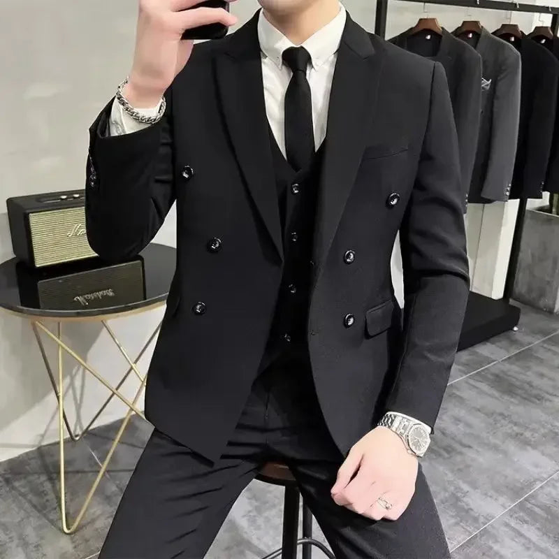 Wedding 2 Piece Outfit Set Male Slim Fit Full Men's Suits and Blazers Dress Formal Groom Clothes Elegant Spring Autumn Luxury - Ellianto fashion Men's