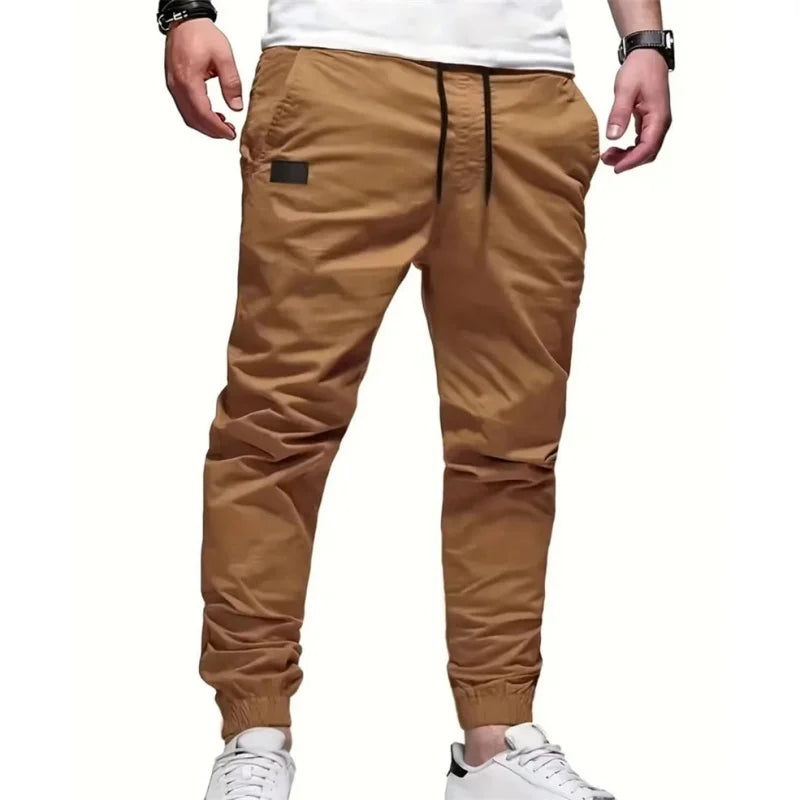 2025 New Cargo Pants Men's Loose Straight sports Clothing Solid color sweatpants Versatile Joggers Woven Casual Male Trousers - Ellianto fashion Men's