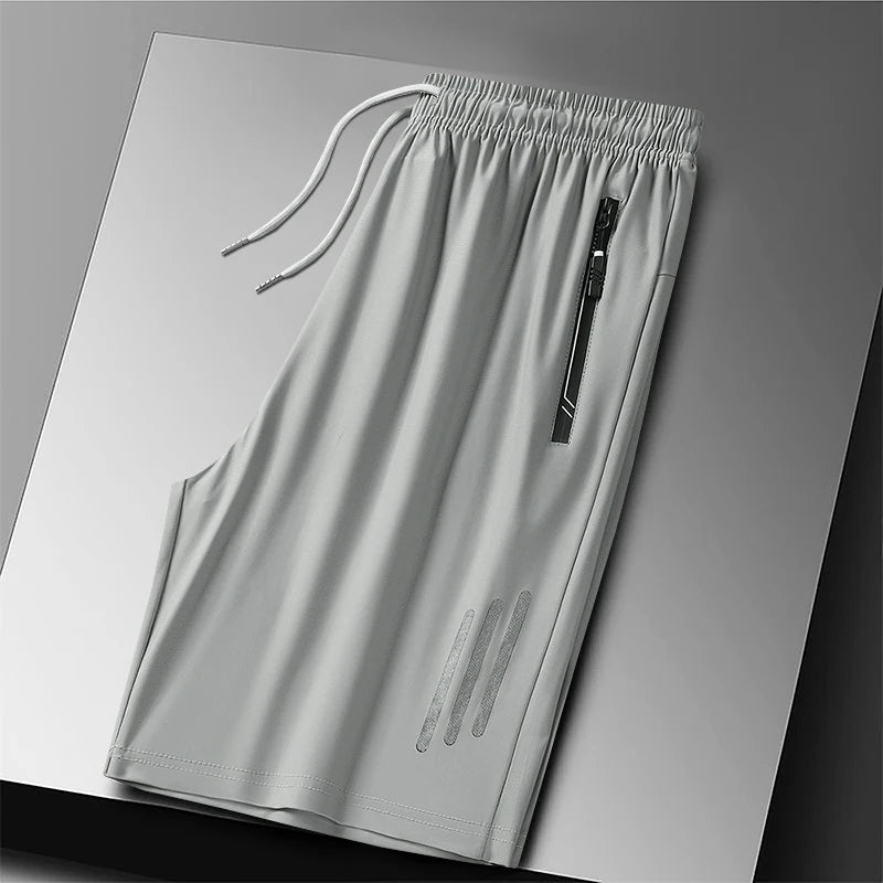 Plus Size Sport Shorts 8XL Track Shorts Running Shorts Breathable Ice Silk Man Quick Dry Outdoor Drawstring with Zipper Pocket - Ellianto fashion Men's