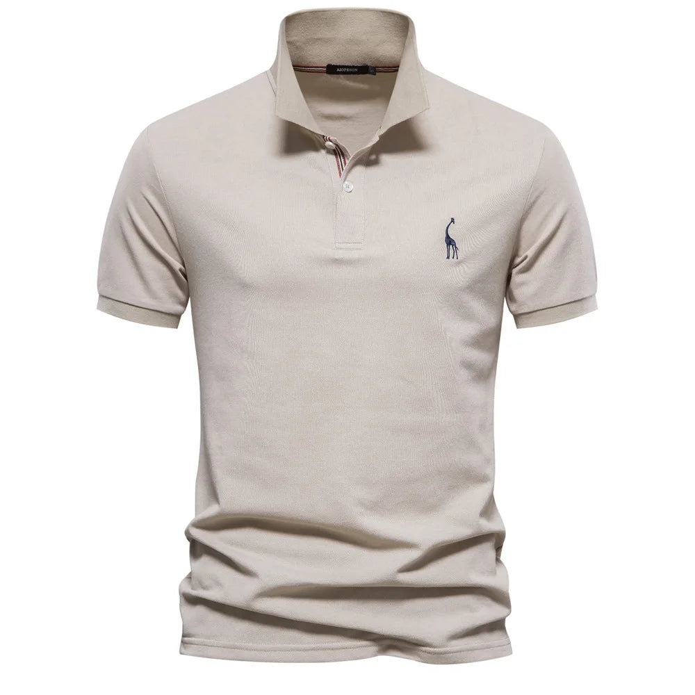 2025 Premium Men's Polo Shirt Deer Embroidery Design 80% Cotton EU Size Casual Short Sleeve Shirts Business Polo Tops Hot Seller - Ellianto fashion Men's