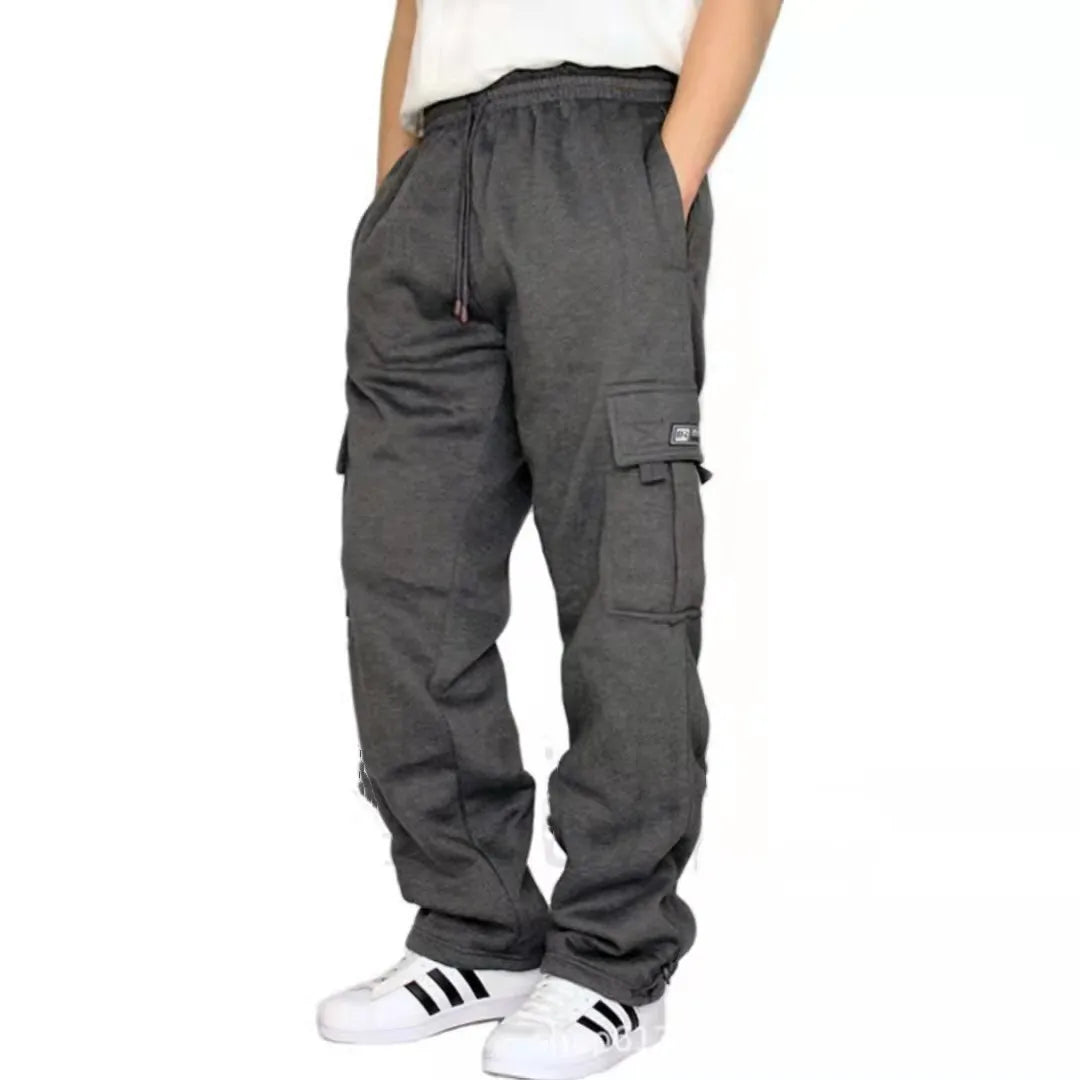 Men's Trousers Work Attire Foot Drawstring Leisure Sports Thickened Pocket Solid Color Four Seasons Loose Pants - Ellianto fashion Men's