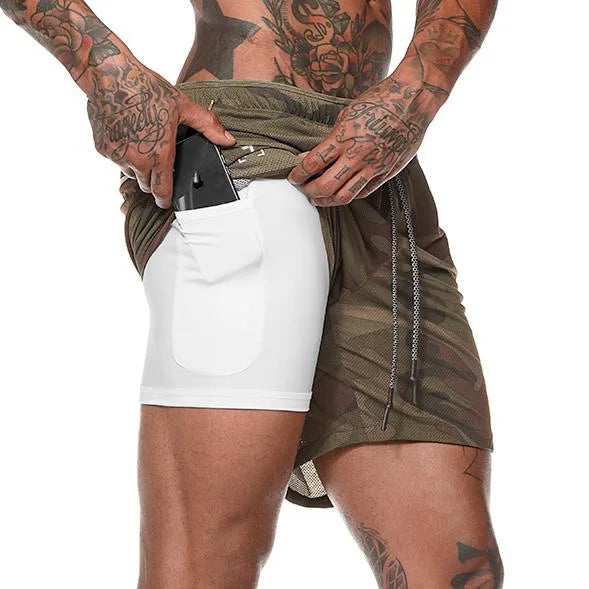 Men Sport Shorts Sportswear Double-deck Running Shorts 2 In 1 Beach Bottoms Summer Gym Fitness Training Jogging Short Pants Men - Ellianto fashion Men's