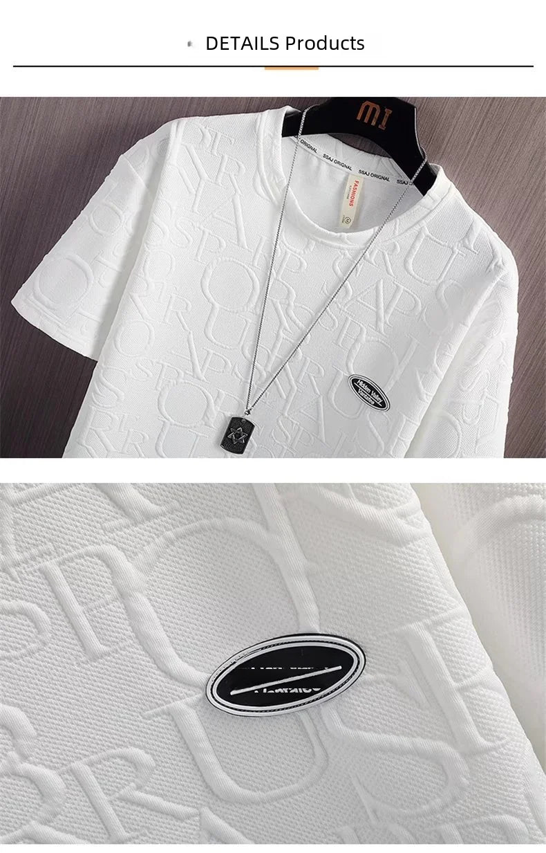 Summer Fashionable Korean Style Men's Short Sleeve Suit Versatile Waist Checked Five-point Shorts T-shirt Set Casual Wear - Ellianto fashion Men's