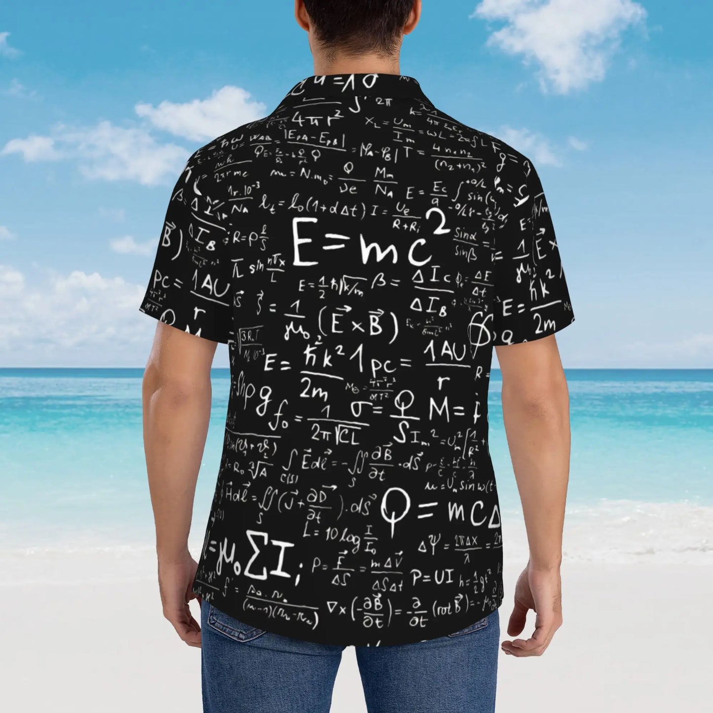 Men's Casual Button Down Short Sleeve Hawaiian Shirts,Physical Equations Formulas Shirts Regular Beach Dress Shirts with Pocket