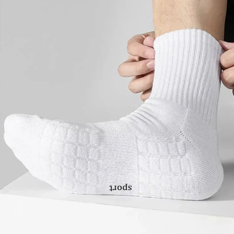Men's Thick Bottom Sweat Absorbing and Breathable Sports Socks with Bottom Cushion for Running Professional Sports Men's Socks - Ellianto fashion Men's