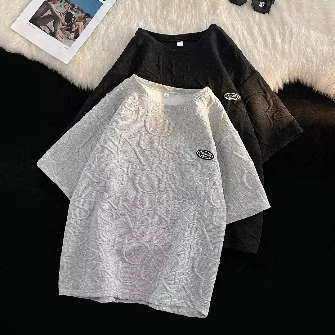 Summer Casual Sportswear Men's Short Sleeve T-Shirt And Shorts Set Loose Fit Trendy Brand Five-Quarter Length Comfortable - Ellianto fashion Men's