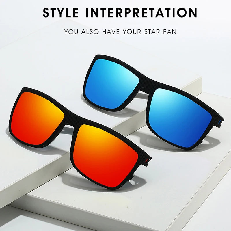 Square Polarized Sunglasses for Men and Women Lightweight Frame Sun Glasses with UV Protection - Ellianto fashion Men's