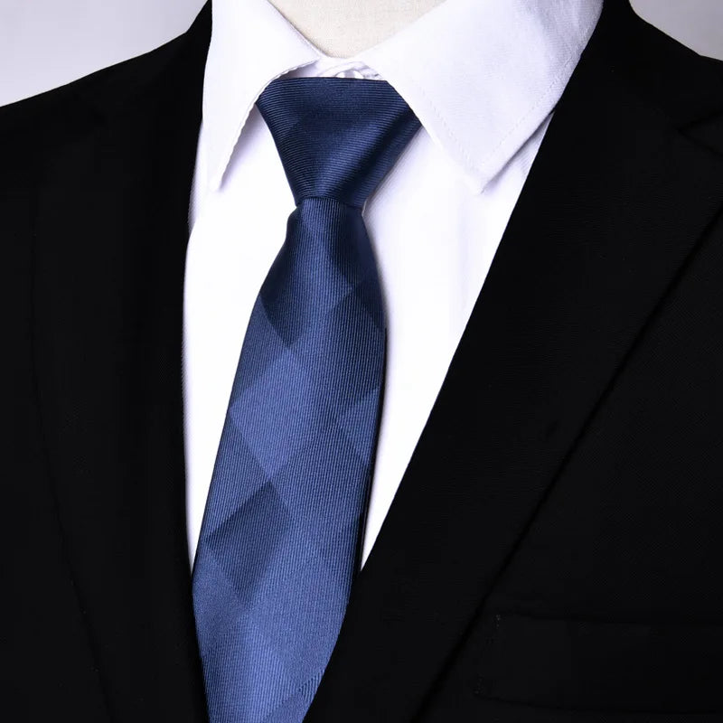 NEW Paisley Zipper Ties for Men 7CM Skinny Neck Tie Solid Striped Neckties Men's Automatic Zipper Tie Blue Lazy Ties - Ellianto fashion Men's