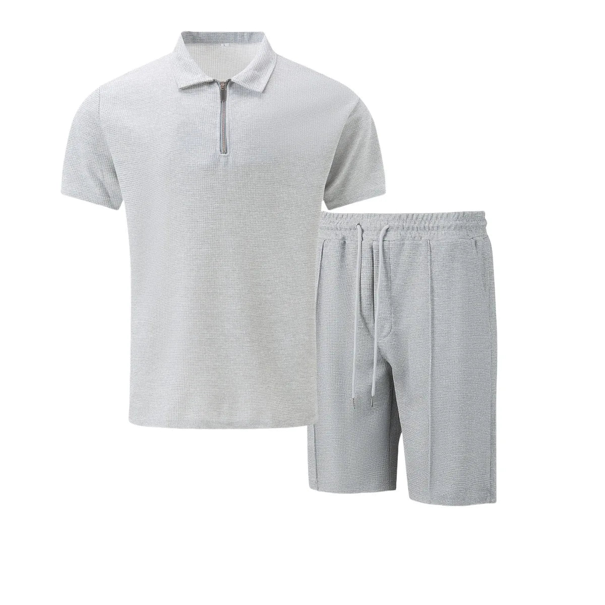 2025 simple men's suit summer new short sleeve shorts two-piece outdoor leisure handsome men's solid color trend suit - Ellianto fashion Men's