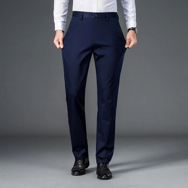 Men's lightweight business casual pants with micro elasticitymen's quick drying pantsnew straight leg office black deep bluepant - Ellianto fashion Men's