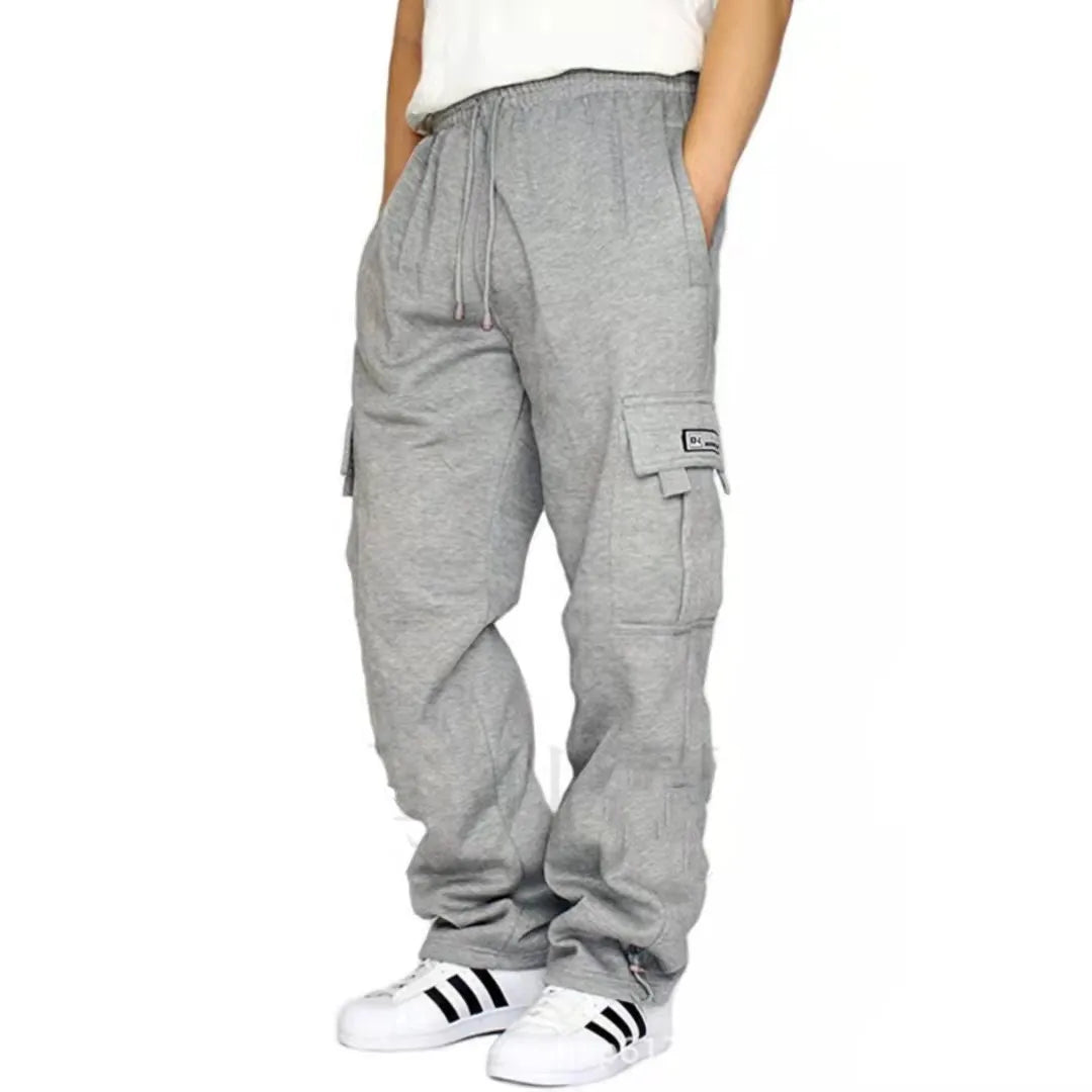 Men's Trousers Work Attire Foot Drawstring Leisure Sports Thickened Pocket Solid Color Four Seasons Loose Pants - Ellianto fashion Men's