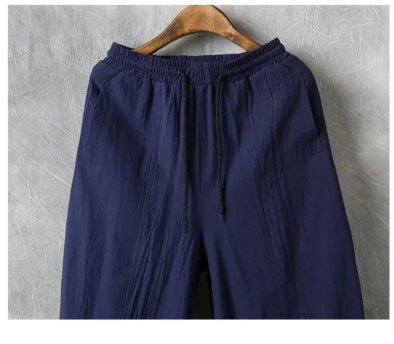 Autumn Men's Linen Casual Pants Loose-fit Trendy Bloomers - Ellianto fashion Men's