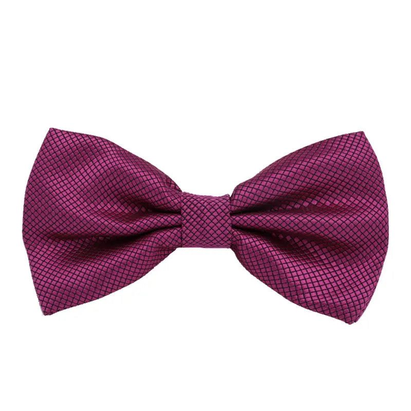 Solid Bowtie Mans Tie Solid Fashion Check Bowties Wedding Banquet Black Gold Red Green Pink Black White Classic Bow Ties For Men - Ellianto fashion Men's