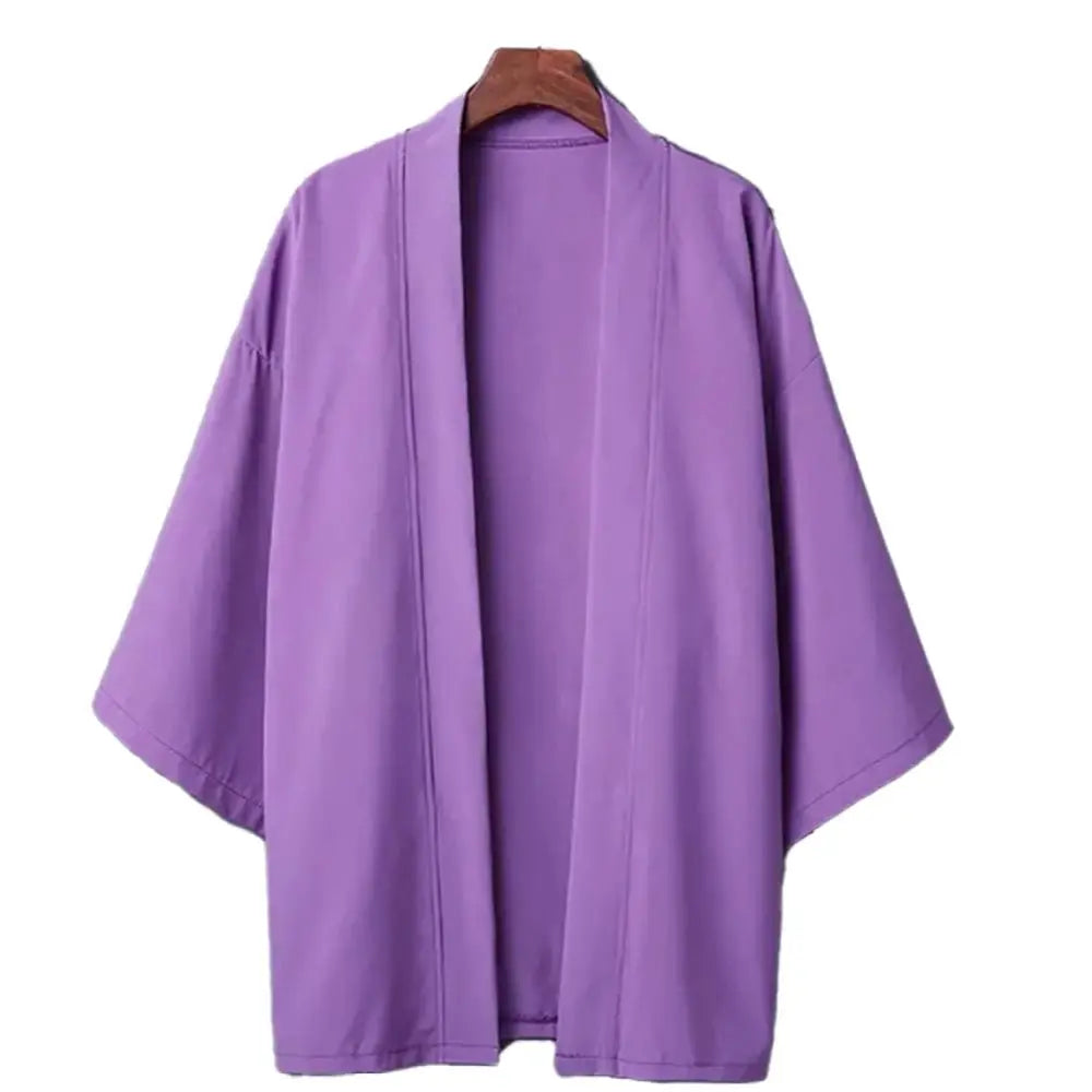 Kimono Men Cloak Kimono Para Hombre Black Coat White Cloak Beach Shirt Summer Haori Men Unisex Samurai Clothing Japanese Men - Ellianto fashion Men's