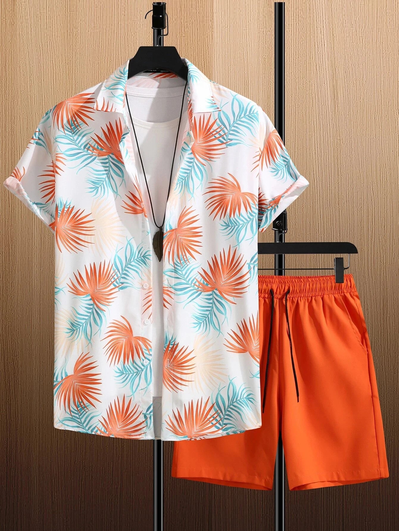 Set Hawaiian Coconut Tree Print Men's Shirt Summer Short Sleeve Tops Beach Shorts 2 Piece Sets Casual Vacation Style Outfit Clothing - Ellianto fashion Men's