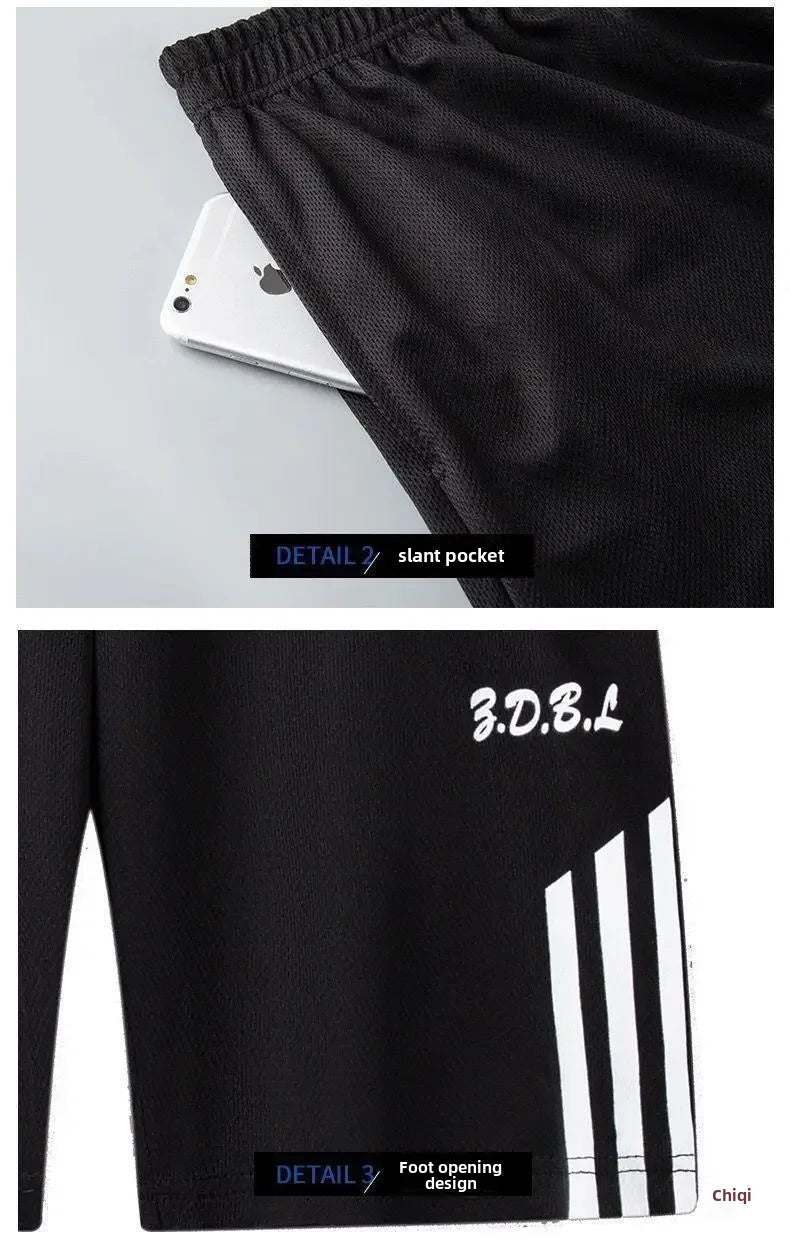 2025 Summer New Men's Round Neck Short Sleeve Casual Loose-fit Quick Dry Breathable Sports Suit - Ellianto fashion Men's
