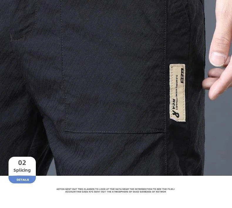 Men's Summer Thin Casual Pants Breathable Ice Silk Elastic Straight-leg Loose-fit Quick Dry Pants Trendy Versatile Long - Ellianto fashion Men's