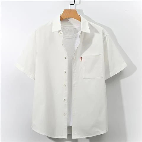 2025 Sle Workwear irt Men's ort Sve Oversize Casual Summer Thin Ice Silk irt Lightweight Breathable Cotton Lin...