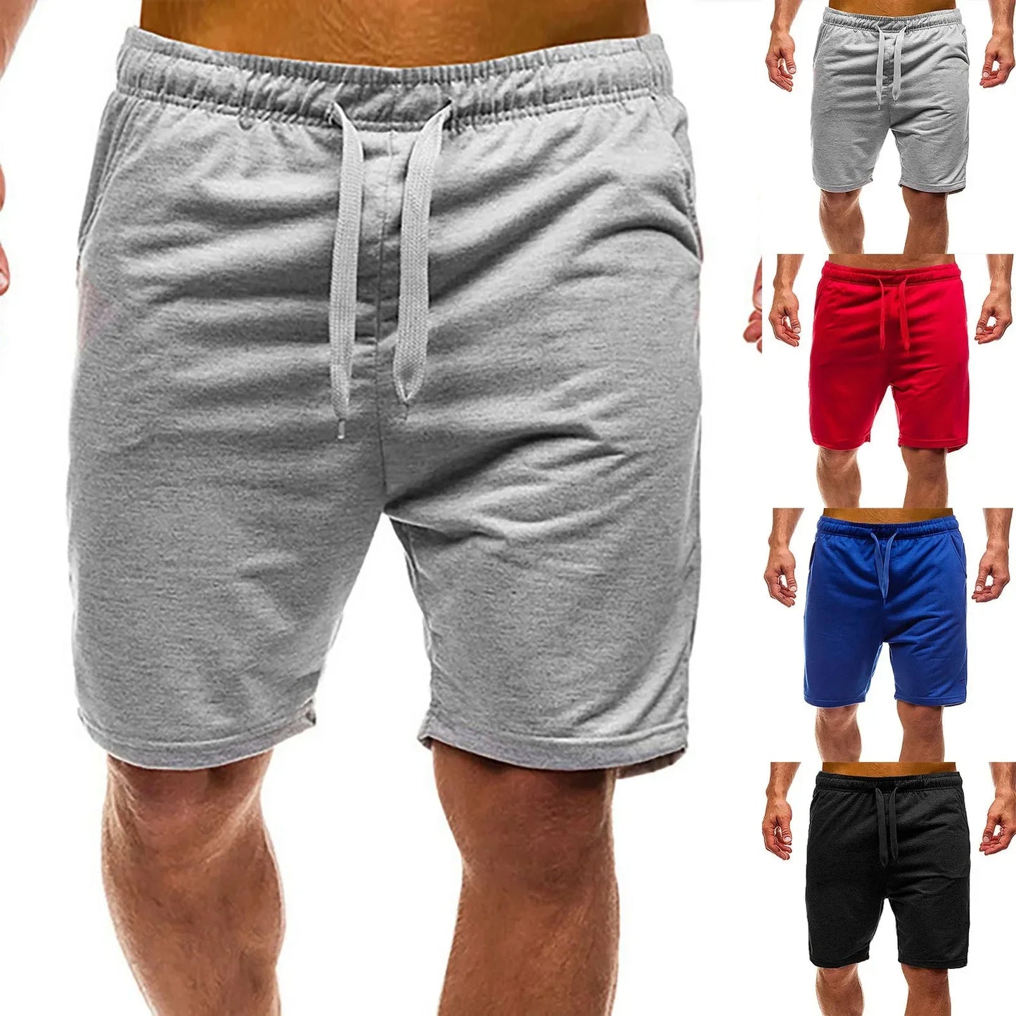 2025 Men's Shorts Solid Color Casual Shorts Loose Beach Shorts Street Fashion Breathable Thin Style - Ellianto fashion Men's