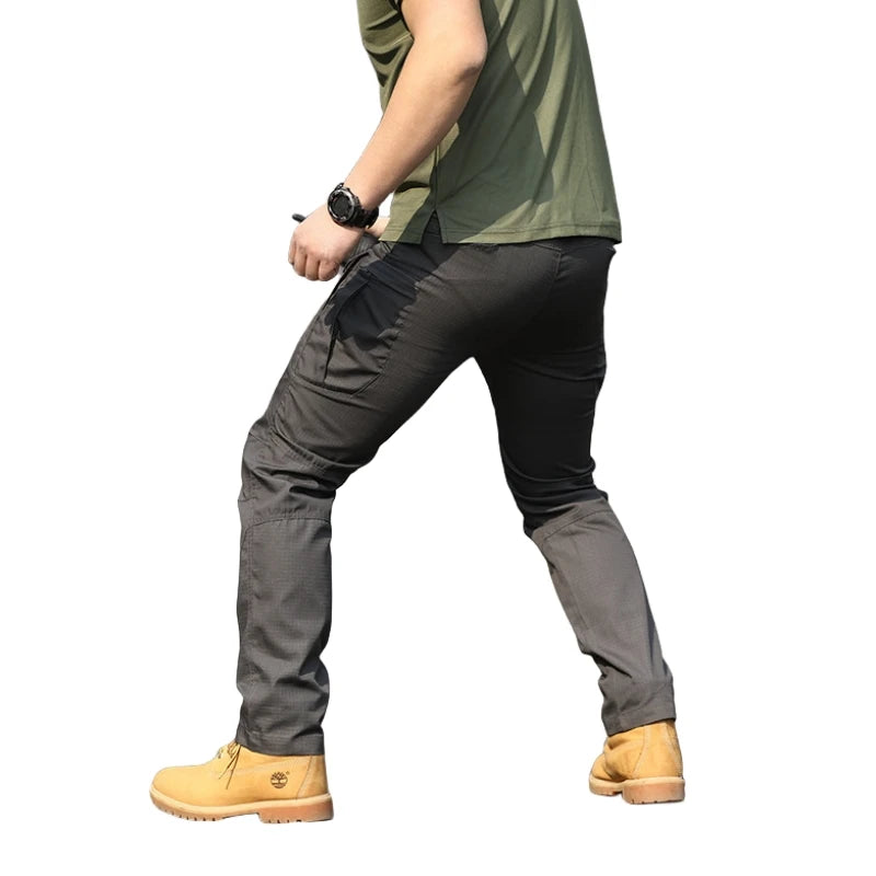 Men's Tactical Trousers Slim Pants Outdoor Overalls Straight Training Multiple Pockets Hiking Fishing Casual Pants Ix7 - Ellianto fashion Men's