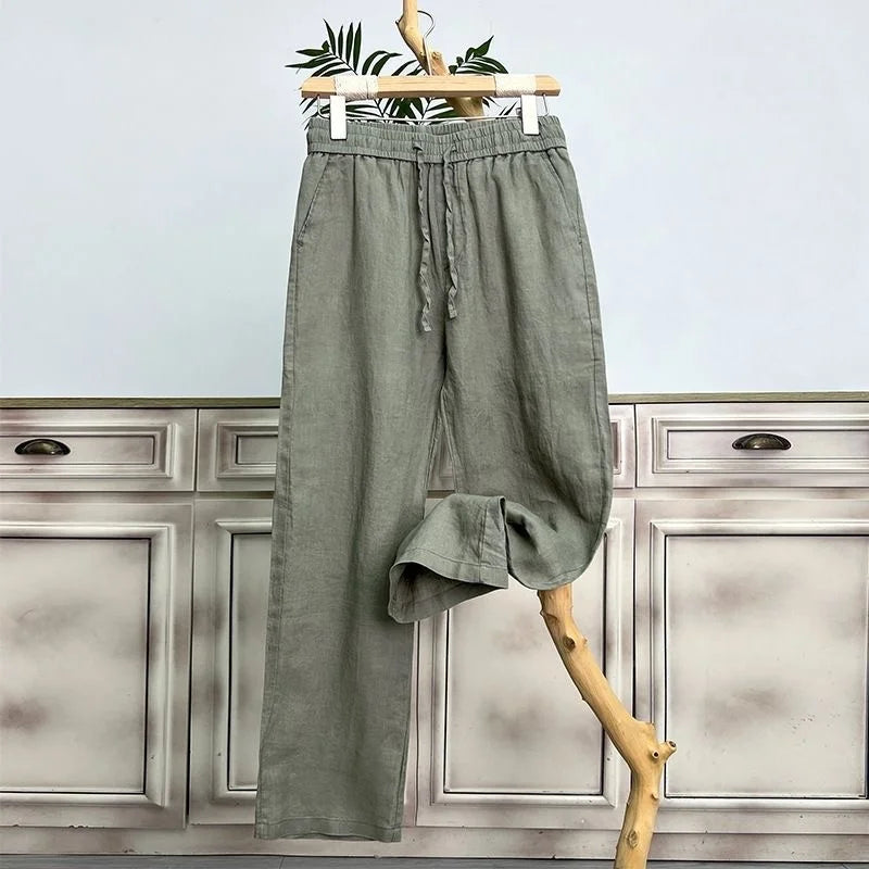 Men’s Super-Breathable Joggers – Lightweight Linen-Blend Casual Pants with Elastic Waist for Athletic, Travel, and Leisure Comfort (Sizes Up to 5XL)