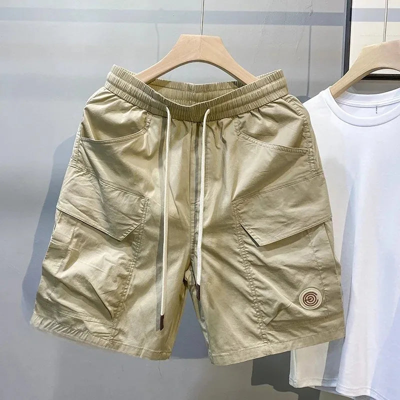 2025 Summer New Men's Workwear Thin Shorts Trendy Elastic Waist Straight-Leg Casual Pants Versatile For Various Occasions - Ellianto fashion Men's