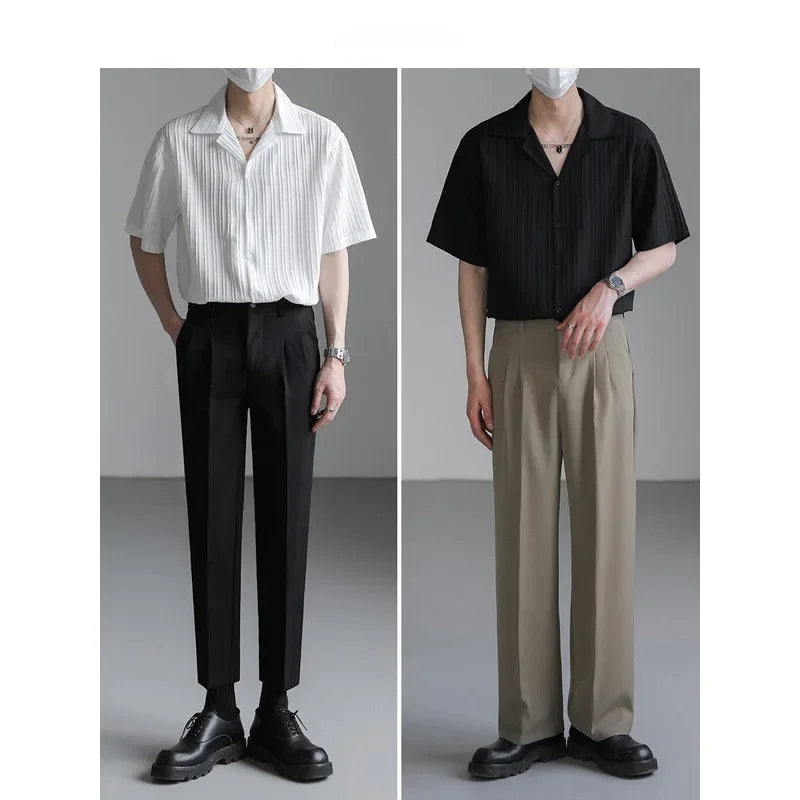 2025 Summer New Men's Short Sleeve Casual Ice Silk Half Sleeve Shirt Fashionable Streetwear Wholesale Top - Ellianto fashion Men's