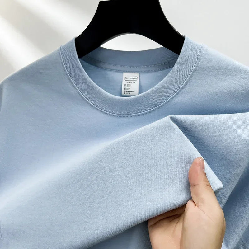 100% cotton summer high quality men's short sleeve round neck fashion loose half sleeve top breathable T-shirt