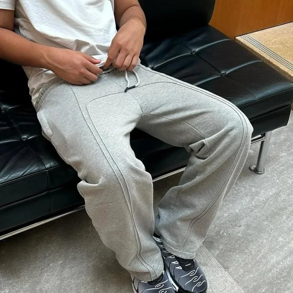 Casual Elastic Drawstring Zipper Pants High Street Hip Hop Streetwear Loose Fit Men's Trousers for Casual Scenarios