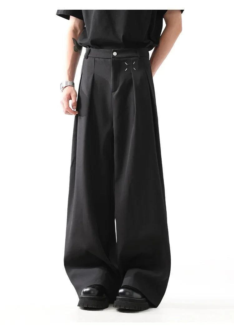 Black Casual Men's Suit Pants Draping Loose Versatile Spring Autumn Seasonal Professional Long Trousers for Male - Ellianto fashion Men's