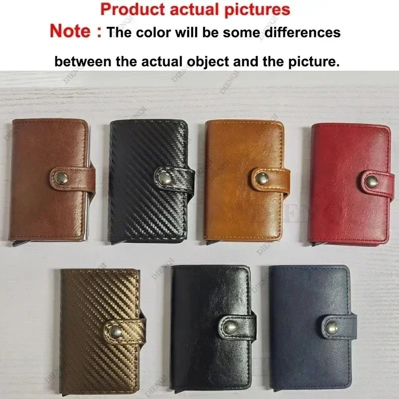 Rfid Credit Card Holder Men Wallets Luxury Small Smart Wallet Metal Business Mini Cardholder Case Women Minimalist Walet for Men - Ellianto fashion Men's
