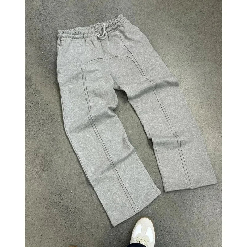 Casual Elastic Drawstring Zipper Pants High Street Hip Hop Streetwear Loose Fit Men's Trousers for Casual Scenarios